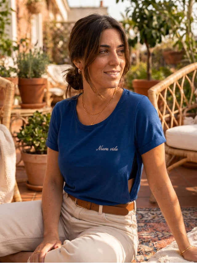 T-shirt d'allaitement coton biologique - Nueva Vida | Corail épicé