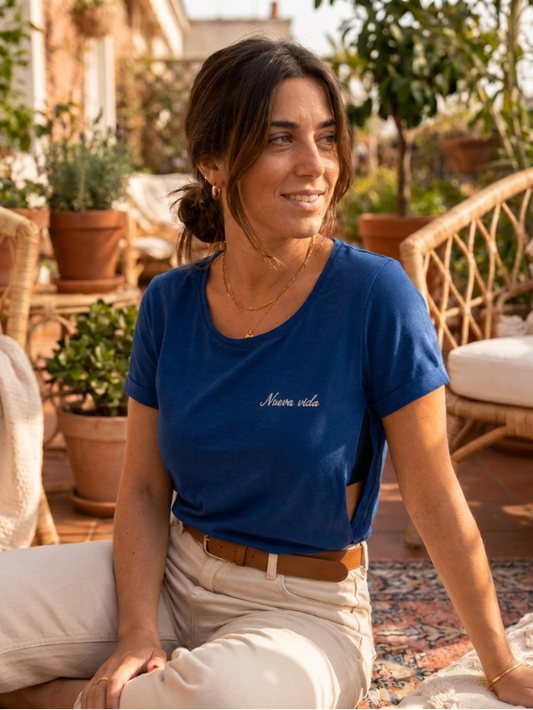 T-shirt d'allaitement coton biologique - Nueva Vida | Bleu Cobalt